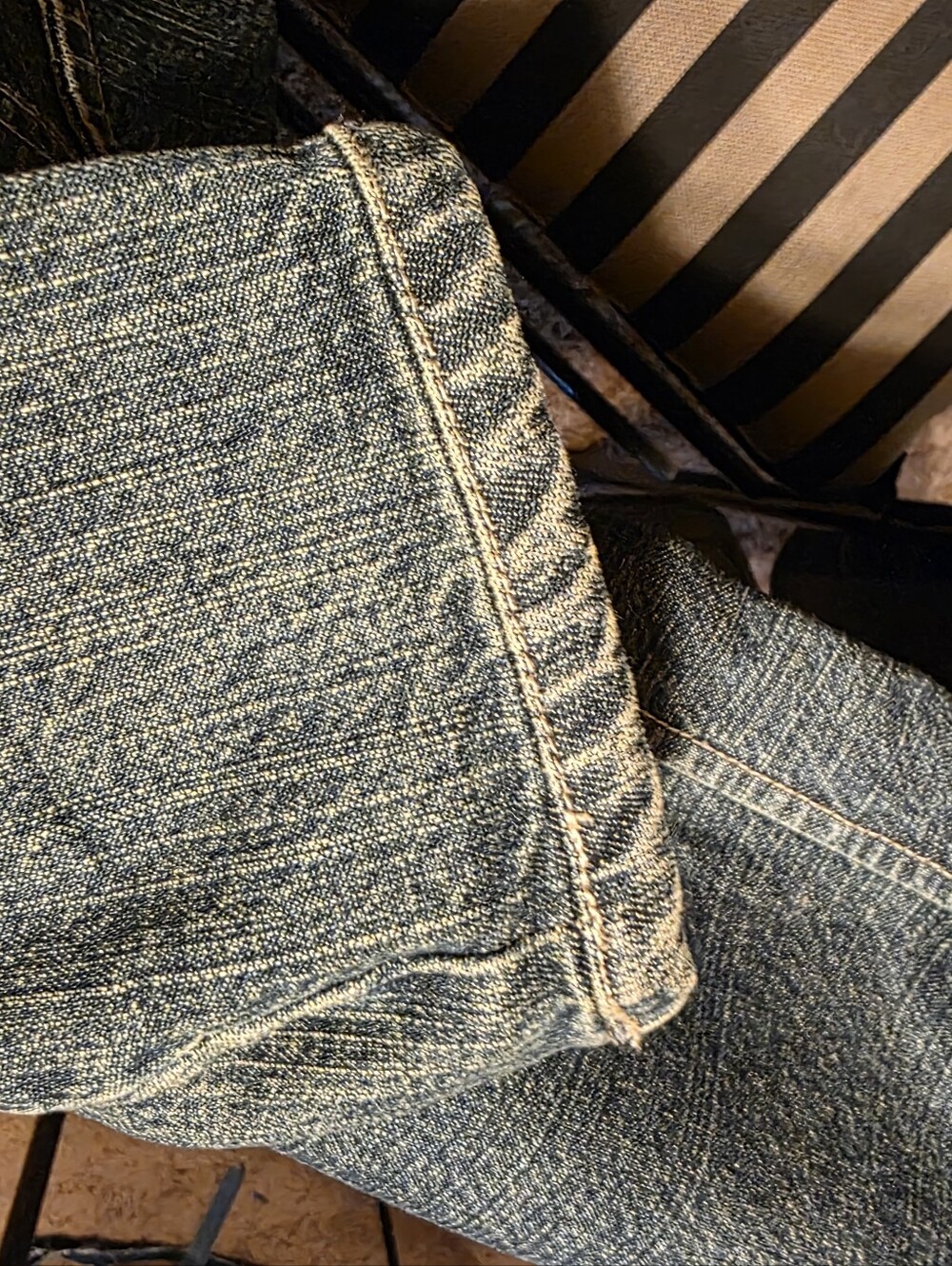 HAND CRAFTED Jacket UPCYCLED Blue Denim Embroidered Rolling Stones Tee Size L - Picture 11 of 13